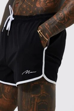 Man Signature Runner Swim Shorts -Ocean Streetwear male black man signature runner swim shorts 3
