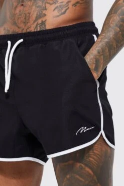 Man Signature Runner Swim Shorts -Ocean Streetwear male black man signature runner swim shorts 7