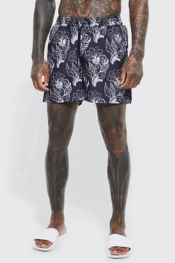 Mid Length Floral Swim Shorts