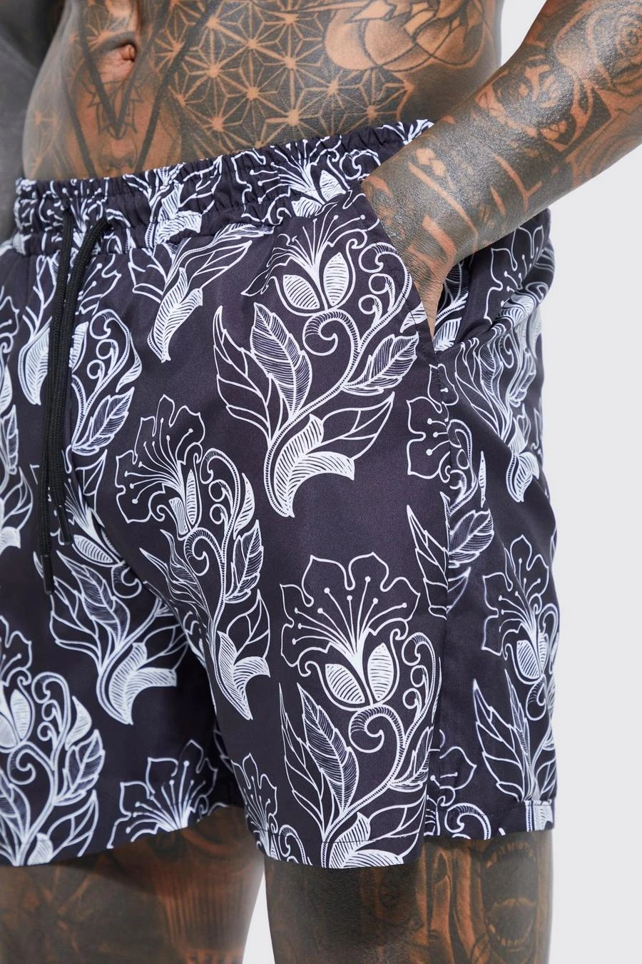 Mid Length Floral Swim Shorts 4 Mid Length Floral Swim Shorts - Image 4