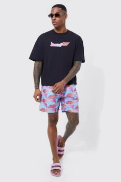 Oversized Boxy Man T-shirt & Swim Short Set