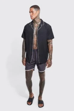 Piping Shirt And Swim Set