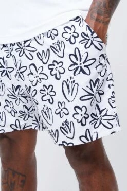 Plus Mid Length 2 Pack Printed Floral Swim Shorts 6 Plus Mid Length 2 Pack Printed Floral Swim Shorts -Ocean Streetwear male black plus mid length 2 pack printed floral swim shorts 2