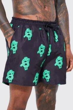 Short Length Dollar Swim Shorts 7 Short Length Dollar Swim Shorts -Ocean Streetwear male black short length dollar swim shorts 3