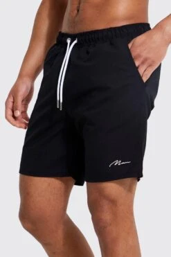 Tall Man Signature Swim Short 7 Tall Man Signature Swim Short -Ocean Streetwear male black tall man signature swim short 3
