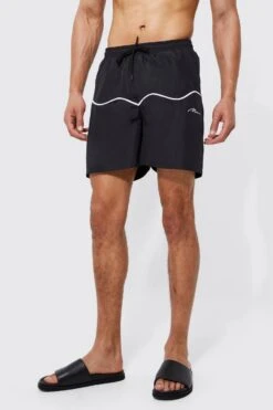 Tall Mid Length Official Man Piping Swim Shorts