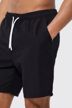Tall Mid Length Plain Swim Shorts -Ocean Streetwear male black tall mid length plain swim shorts 1 3