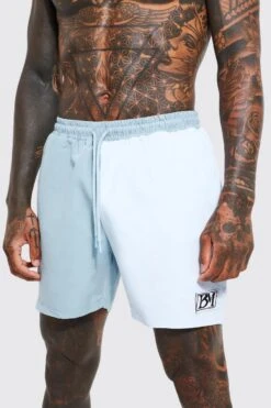 Mid Length Spliced Man Swim Shorts -Ocean Streetwear male blue mid length spliced man swim shorts 3