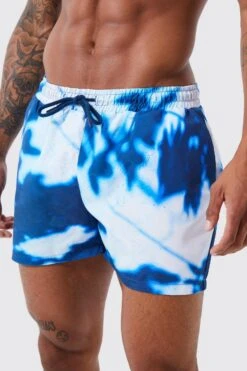 Palm Printed Super Short Length Swim -Ocean Streetwear male blue palm printed super short length swim 3