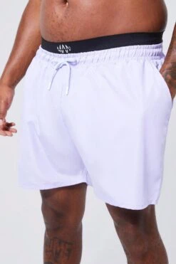 Plus Mid Length Man Waistband Swim Shorts -Ocean Streetwear male blue plus mid length man waistband swim shorts 3