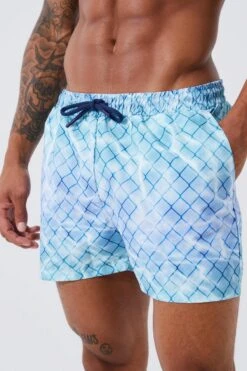 Reflective Short Length Swim -Ocean Streetwear male blue reflective short length swim 3