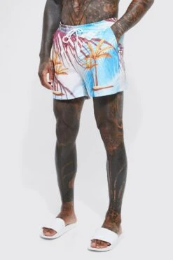 Short Length Palm Swim Shorts