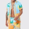 Short Sleeve Revere Boarder Swim Shirt & Short Set