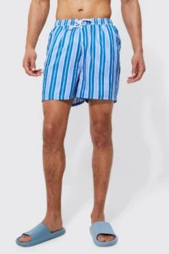 Tall Short Length Stripe Swim Shorts