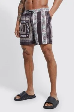 Mid Length Tile Print Swim