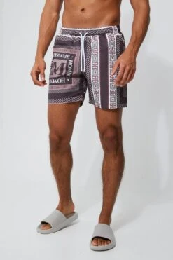Mid Length Tile Print Swim