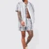 Short Sleeve Multi Stripe Shirt And Swim Set