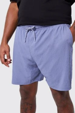 Plus Mid Length Seersucker Swim Shorts -Ocean Streetwear male charcoal plus mid length seersucker swim shorts 3