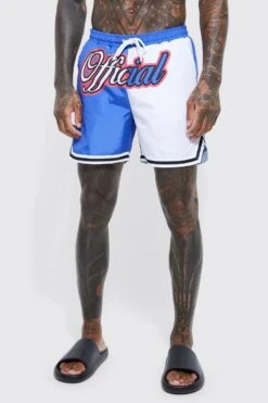 Mid Basketball Spliced Swim Shorts