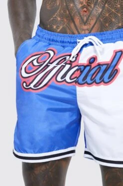 Mid Basketball Spliced Swim Shorts -Ocean Streetwear male cobalt mid basketball spliced swim shorts 3