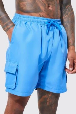 Mid Length Cargo Swim Shorts -Ocean Streetwear male cobalt mid length cargo swim shorts 3
