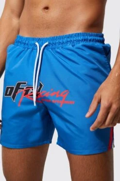 Mid Length Moto Swim Shorts -Ocean Streetwear male cobalt mid length moto swim shorts 3