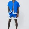 Short Sleeve Flame Hem Shirt And Swim Set
