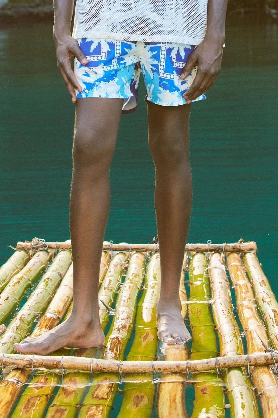 Mid Length Landscape Print Swim Shorts 1 Mid Length Landscape Print Swim Shorts