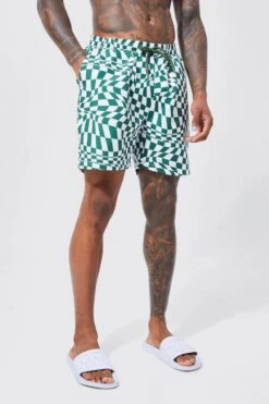 Warped Check Mid Length Swim