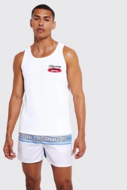 Moto Ribbed Vest & Swim Short Set -Ocean Streetwear male ecru moto ribbed vest swim short set 3