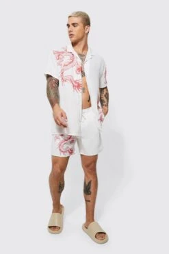Short Sleeve Oversized Dragon Shirt And Swim