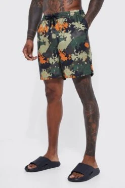 Mid Length Camo Swim Shorts