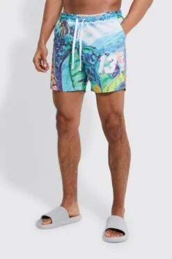 Mid Length Landscape Swim Shorts