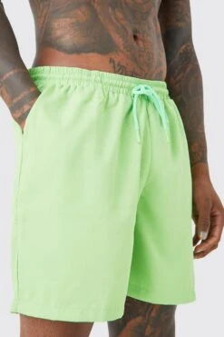 Mid Length Ripstop Swim Shorts -Ocean Streetwear male green mid length ripstop swim shorts 2