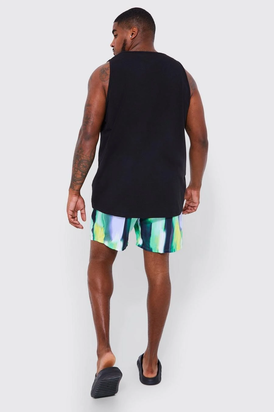 Plus Mid Length Abstract Swim Shorts 2 Plus Mid Length Abstract Swim Shorts - Image 2