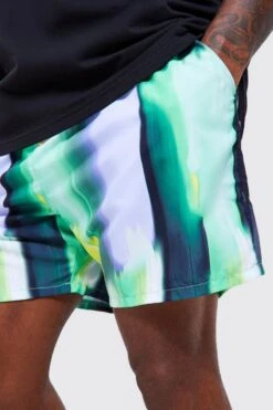 Plus Mid Length Abstract Swim Shorts 6 Plus Mid Length Abstract Swim Shorts -Ocean Streetwear male green plus mid length abstract swim shorts 2