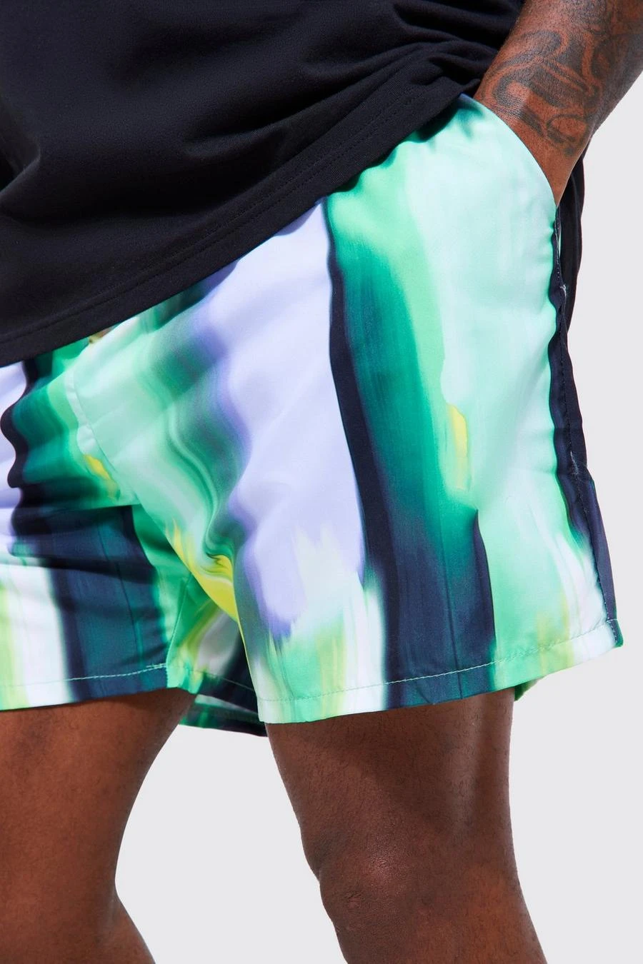 Plus Mid Length Abstract Swim Shorts 3 Plus Mid Length Abstract Swim Shorts - Image 3