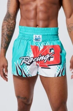 Racing Sport Fighter Swim Shorts 7 Racing Sport Fighter Swim Shorts -Ocean Streetwear male green racing sport fighter swim shorts 3