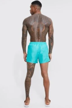 Ocean Streetwear -Ocean Streetwear male green short length plain man swim shorts 1