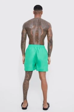 Ocean Streetwear -Ocean Streetwear male green short length racer split hem swim shorts 1