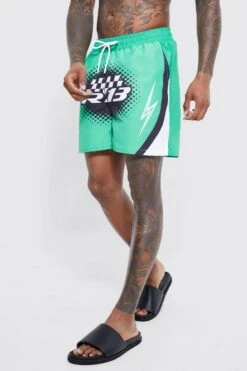 Short Length Racer Split Hem Swim Shorts