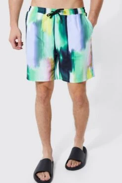 Tall Mid Length Abstract Swim Shorts