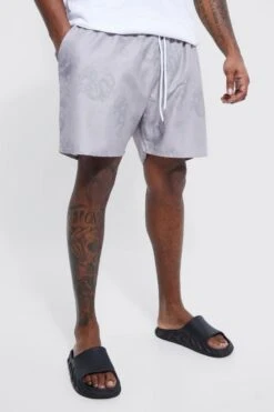 Plus Dragon Print Swim Shorts