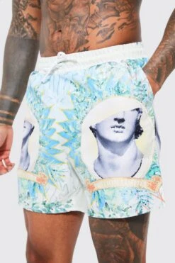 Mid Length Graphic Swim Shorts -Ocean Streetwear male light20blue mid length graphic swim shorts 3