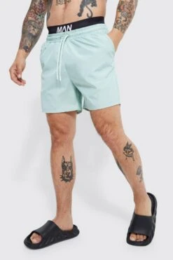 Mid Length Man Waistband Swim Shorts