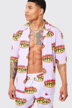 Drop Revere Viscose Official Shirt & Swim Set -Ocean Streetwear male lilac drop revere viscose official shirt swim set 3