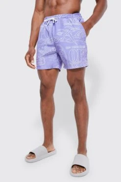 Mid Length Man Ofcl Print Swim Shorts