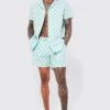 Short Sleeve Checkerboard Shirt And Swim Set