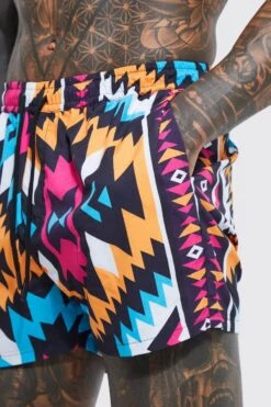 Aztec Short Length Swim -Ocean Streetwear male multi aztec short length swim 3