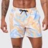 Mid Length 2 Pack Printed Marble Swim Shorts